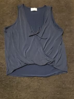lavender field Navy Surplice Sleeveless Tie-Front Tank